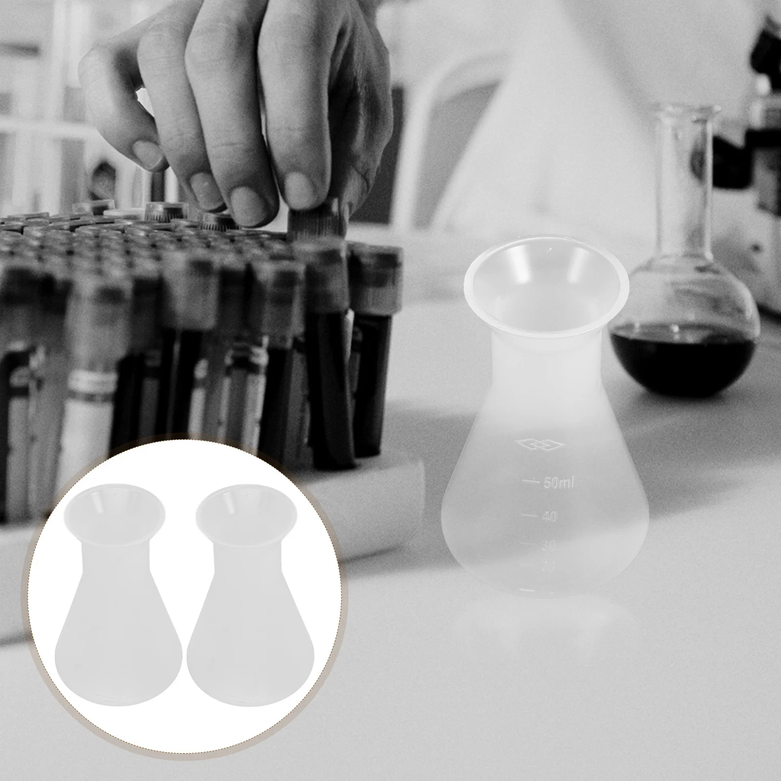 

10Pcs Professional Plastic Conical Flask Transparent Laboratory Experiment Flask Chemistry Supply Laboratory Supply