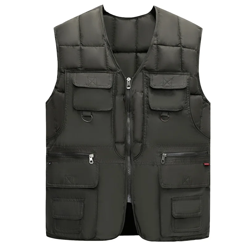 Men's Cotton Down Vest for Autumn and Winter Multi Pockets Waistcoat for Inner & Outer Wear Fisherman  Photographer Vest VT-313