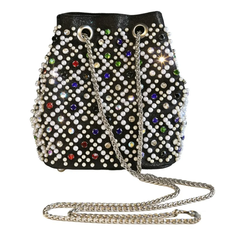 New Women's Chain Bag Fashion High Quality Pearl Women's Bucket Bag Premium Versatile Girls' Multi Functional Storage Small Bag