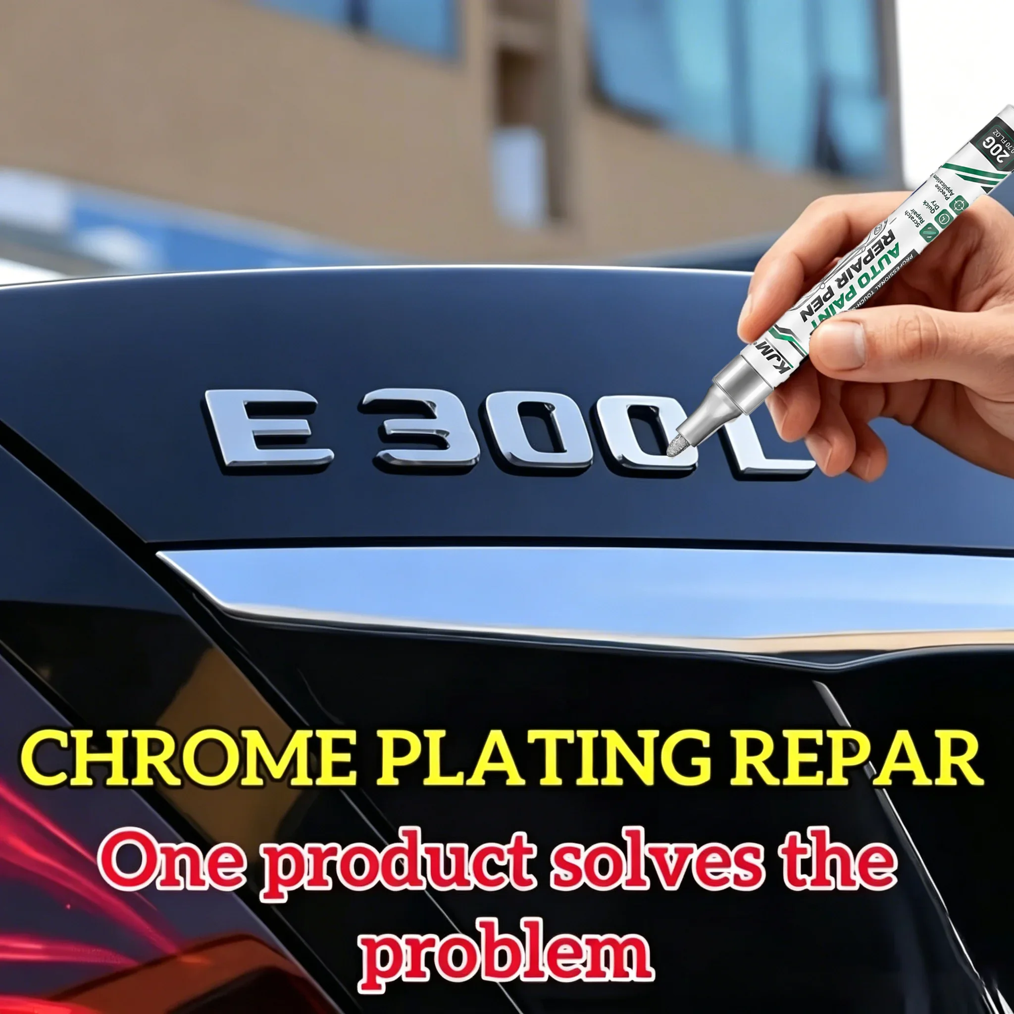 Automotive Chrome Scratch Repair Pen Metal Surface Touch‑Up Restore Worn Coating for Car Rim Window Trim Household Metal Fixture