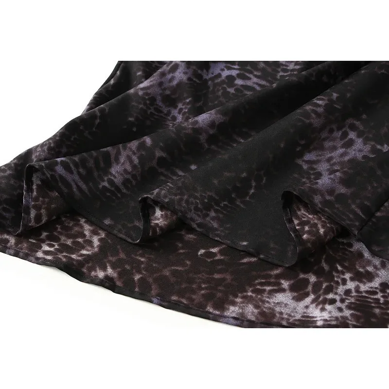 Falda larga de satén elegante con estampado de leopardo Vintage de lujo para mujer 2025, nueva moda de verano, Faldas de cintura alta