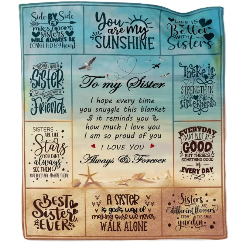 بطانية الأخت، أفكار هدايا عيد ميلاد الأخت، أفضل هدايا الأخت للنساء، هدية عيد الميلاد في عيد الأم، بطانية رمي من الفلانيل الناعمة #1