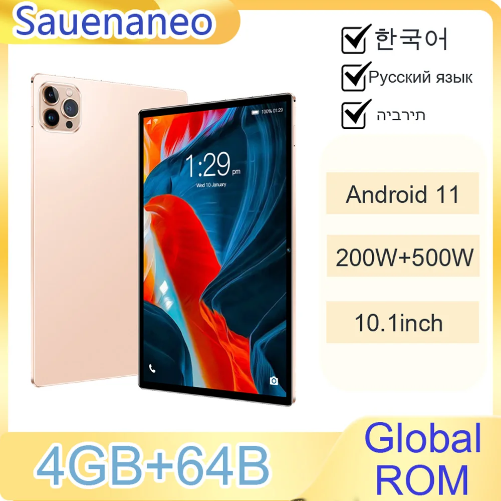 Original Sauenaneo Large Size 10.1-inch Android Phone Tablet 4GB RAM 64GB ROM Android 11 System Dual Camera