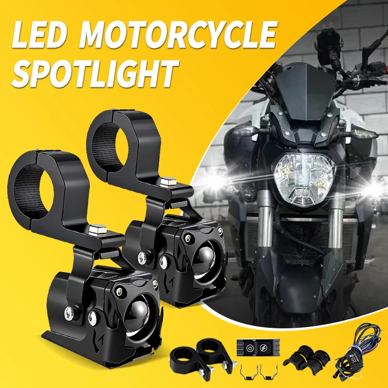 

Комплект бело-желтых двухцветных мотоциклетных фар-противотуманок для YAMAHA MT-07 MT07 MT 07 FZ07 2015-2019, ближний/дальний свет, 6000K