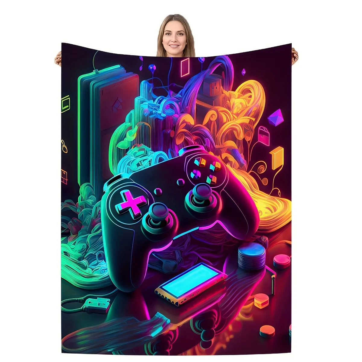 1pc Coole Gamepad Flanell Gedruckt Decke Zeitgenössischen Stil Weiche Und Bequeme Decken Reise Sofa Bett Büro Wohnkultur Geschenk