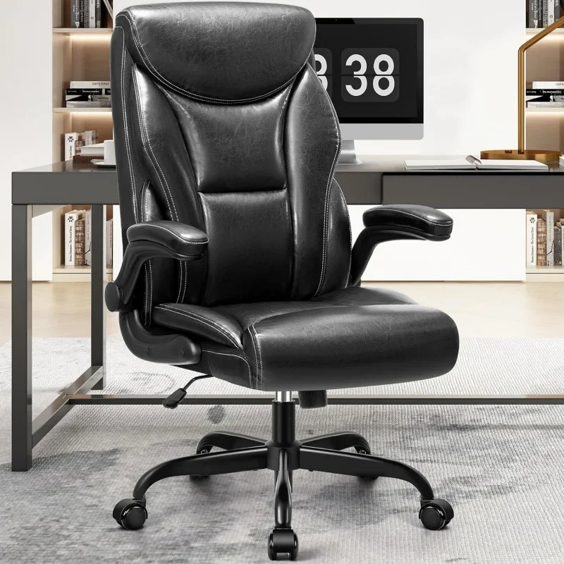 Big and Tall Ergonomic Desk Chair Executive Office Chair, Comfy PU Leather Home Desk Chair, High Back Swivel Computer Desk Chair