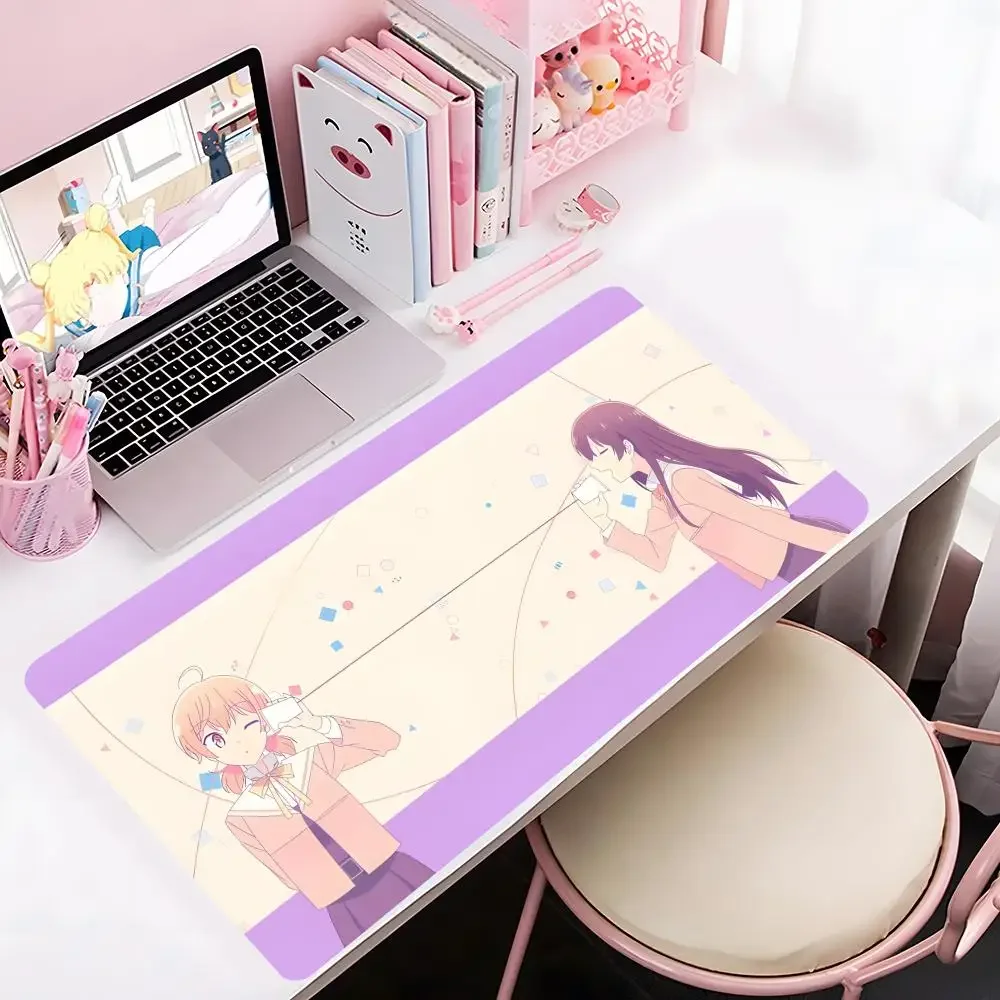 Bloom Into You Romance Anime Mauspad, großes Gaming-Mauspad mit LockEdge, verdickte Tischunterlage für Computer-Tastatur und Schreibtisch