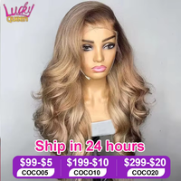 Ombre Blonde 13X4 Transparent Lace Front Human Hair Wig Brown Root Body Wave Ash Blonde 5X5 Closure Wig Pre Plucked