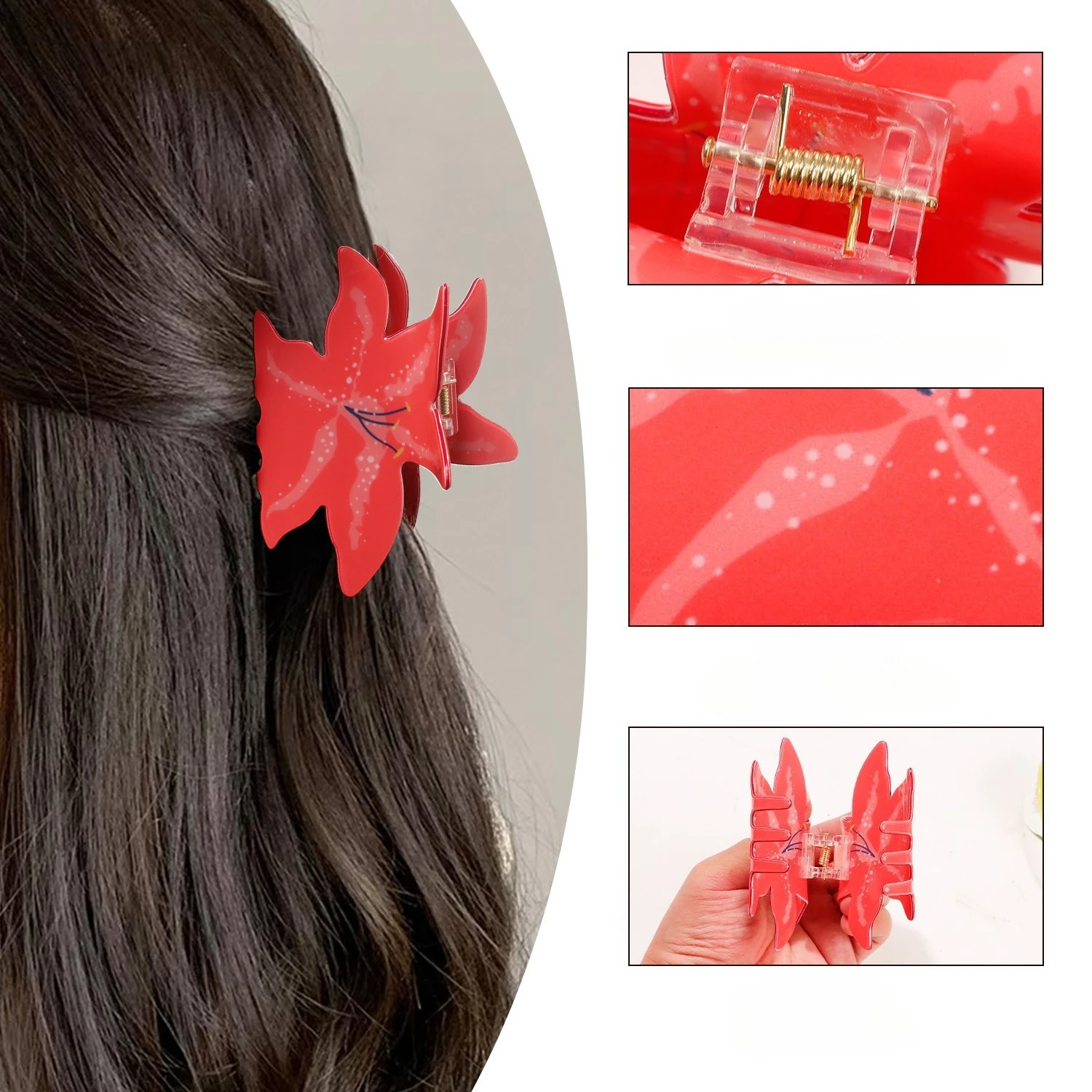 

New Colorful Maple Leaves Hair Claw Large Flower Fashion Claw Clip Gentle Bright Crab Hair Clips Hair Accessories for Women Girl