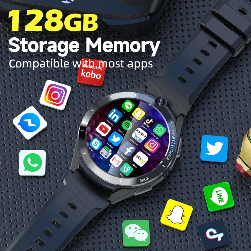 1800 mAh 8 milionów pikseli podwójny aparat 1,6 cala 400*400 HD okrągły ekran SIM 4G pełne połączenie Netcom 6 + 128 GB smartwatch z systemem Android