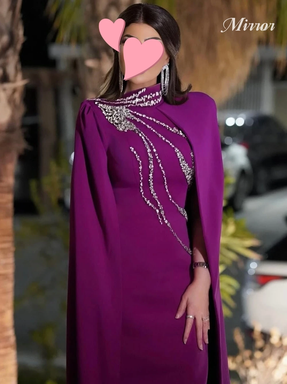

Mirror Dress Elegant Vintage Sweet Purple Crystal Beads Cape Customize Formal Occasion Prom Dress Evening Party Gowns