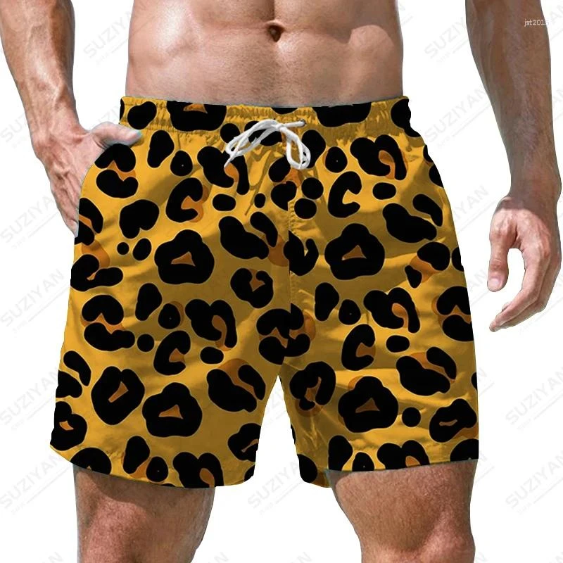 Men\'s Leopard Print Beach Shorts 3d Print Casual Party Clothes Board Shorts Harajuku Breathable Swimsuit Homme Oversized Clothes