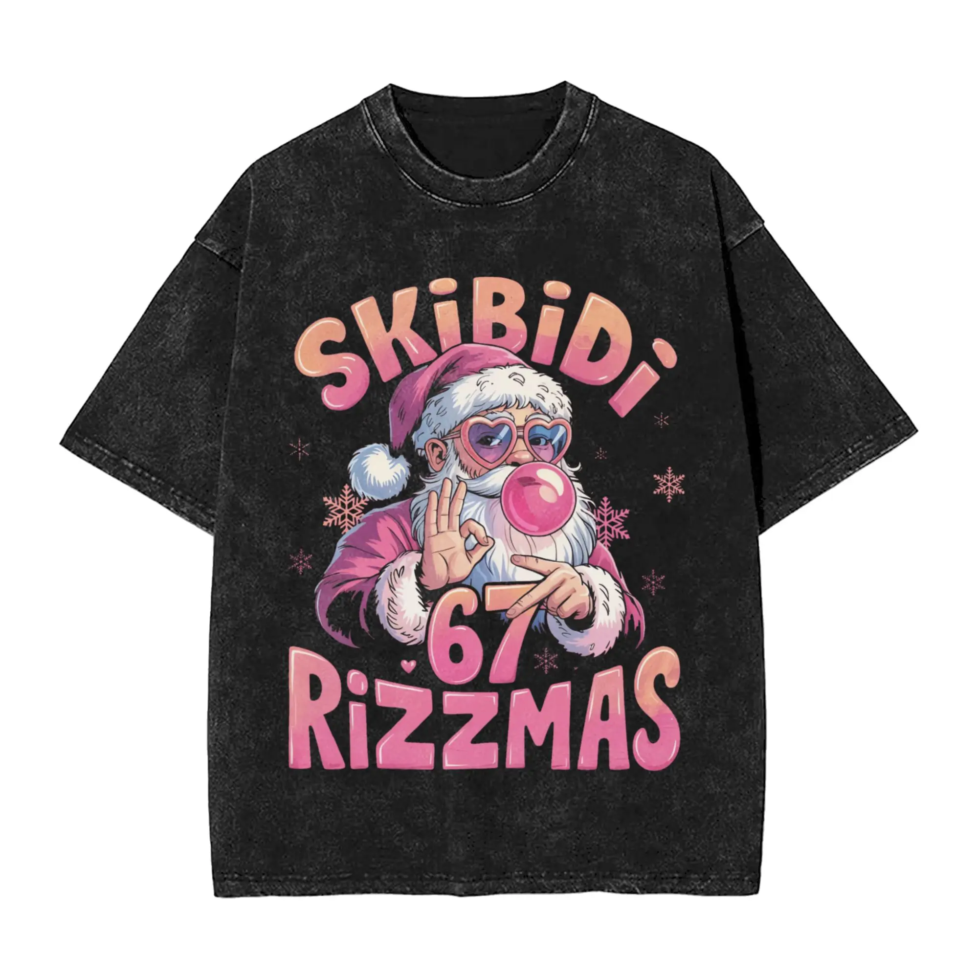 Funny skibidi rizzmas 67 fuuny christmas six seven 4489 T-Shirts Men O Neck Cotton Washed T Shirt  Short Sleeve Tees Print Tops