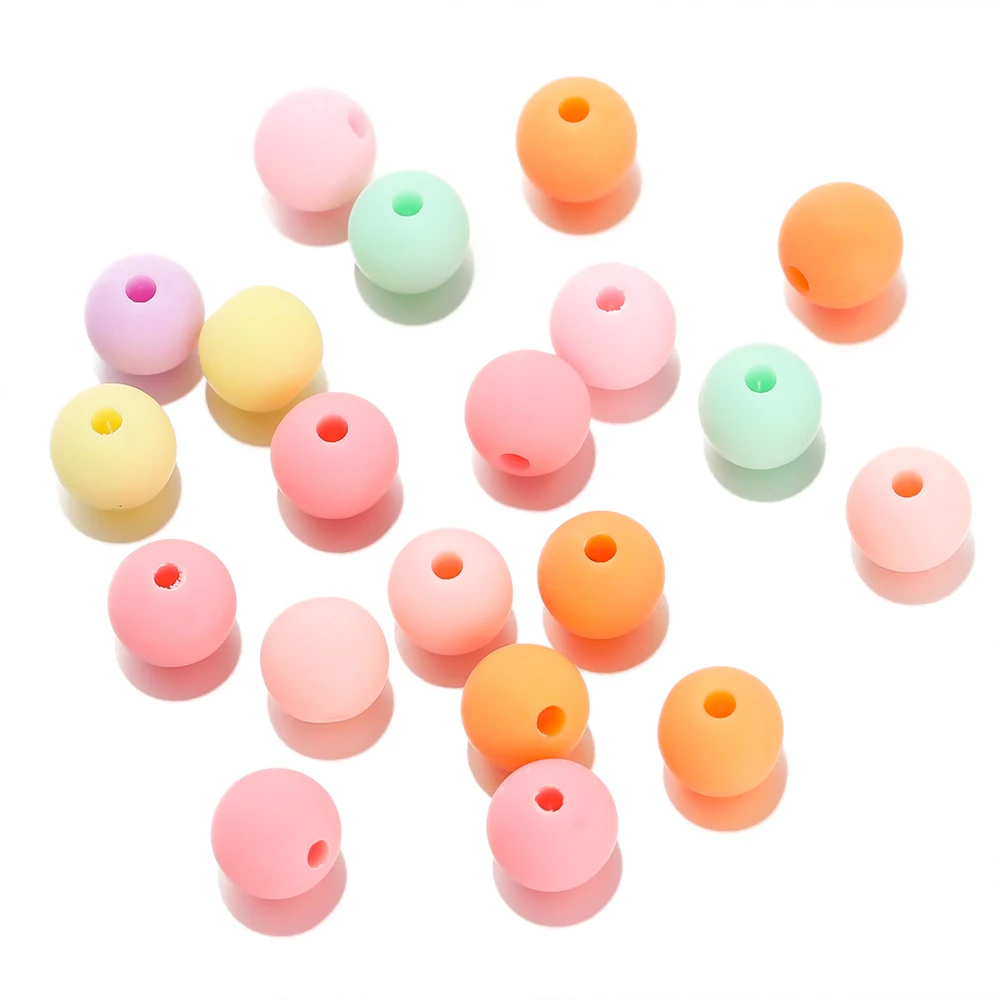 50pcs/Lot 6/8mm Acrylic Matte Bead Round Loose Spacer Beads for DIY Jewelry Making Necklace Bracelet Accessories