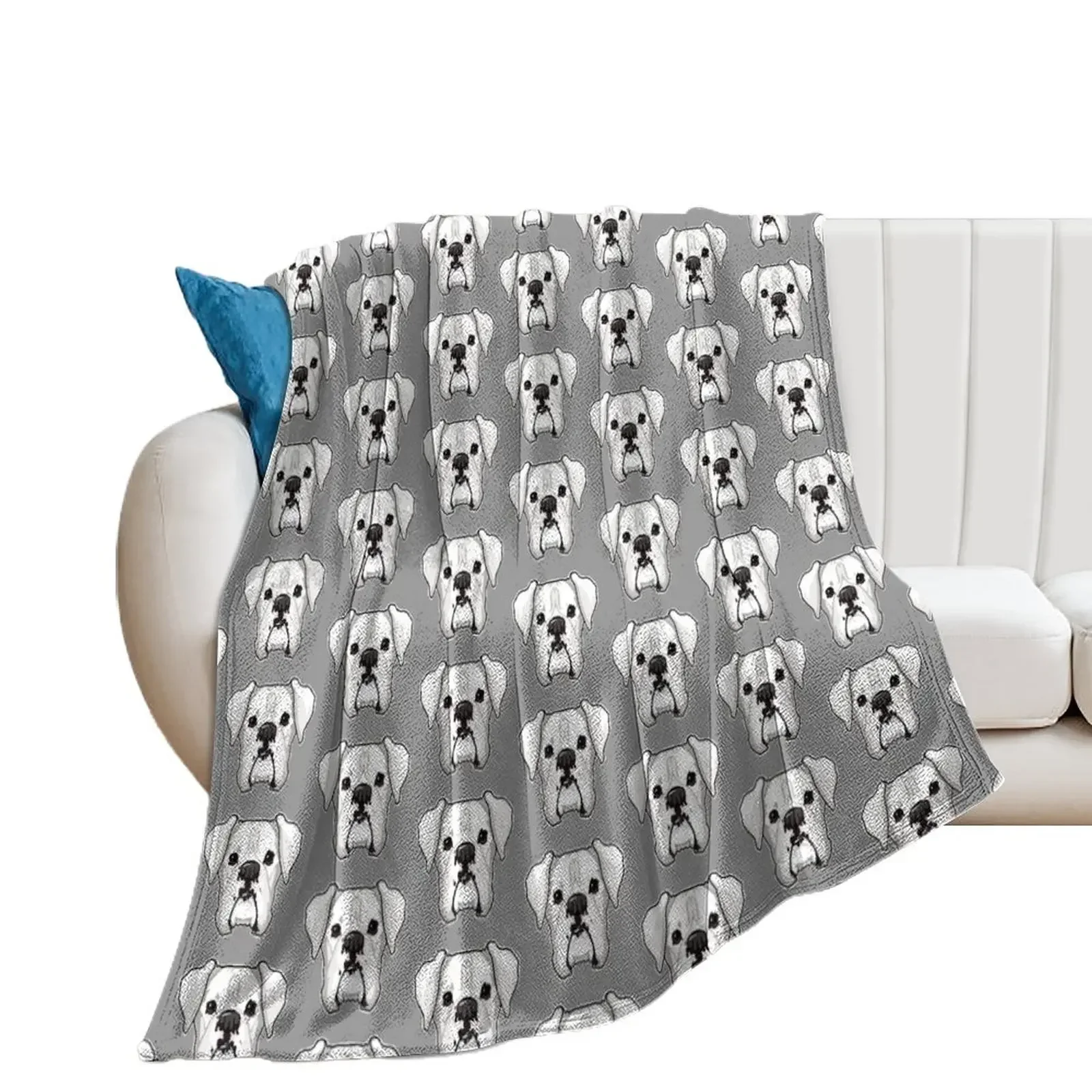 White Boxer Throw Blanket Soft Plaid wednesday Sofa manga Blankets