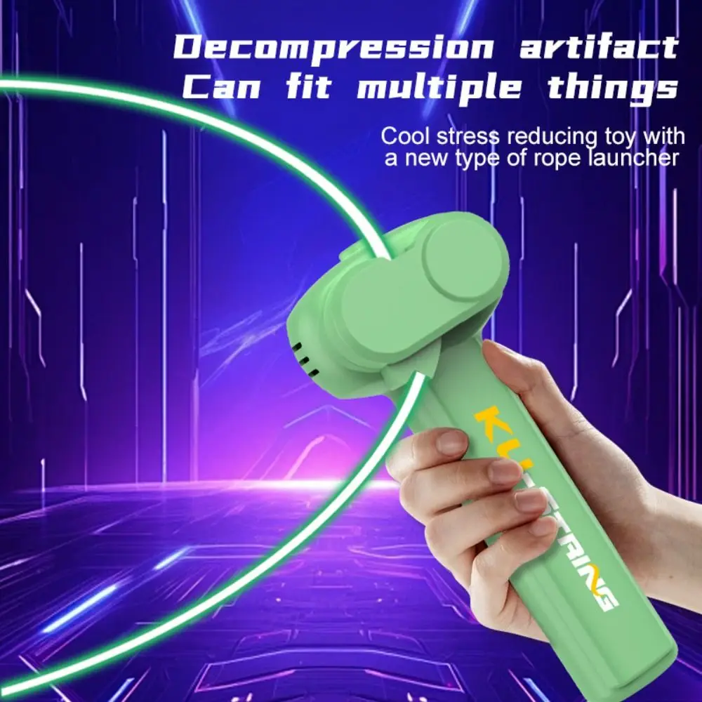 Adjustable Speed Glow-in-the-Dark Rope Launcher with Color Light Electric Luminous Rope Lasso Fidget Toy Handheld Rope Launcher