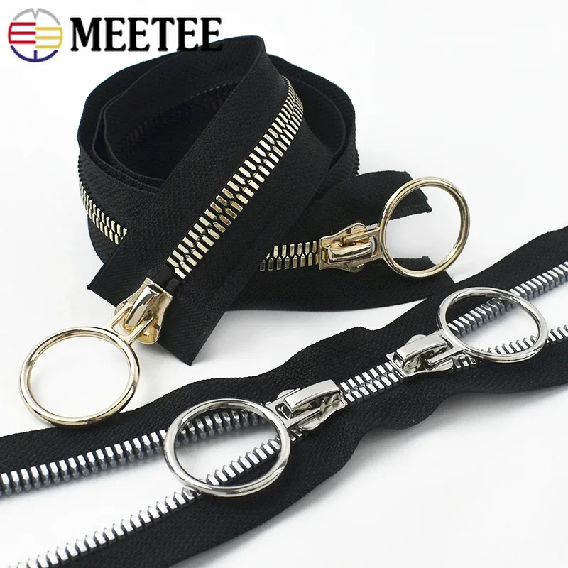 5# 8# 60-100cm Double Sliders Resin Zippers Open-end O Ring Puller Jacket Bag High Quality Zip Repair Kit DIY Sewing Accessories