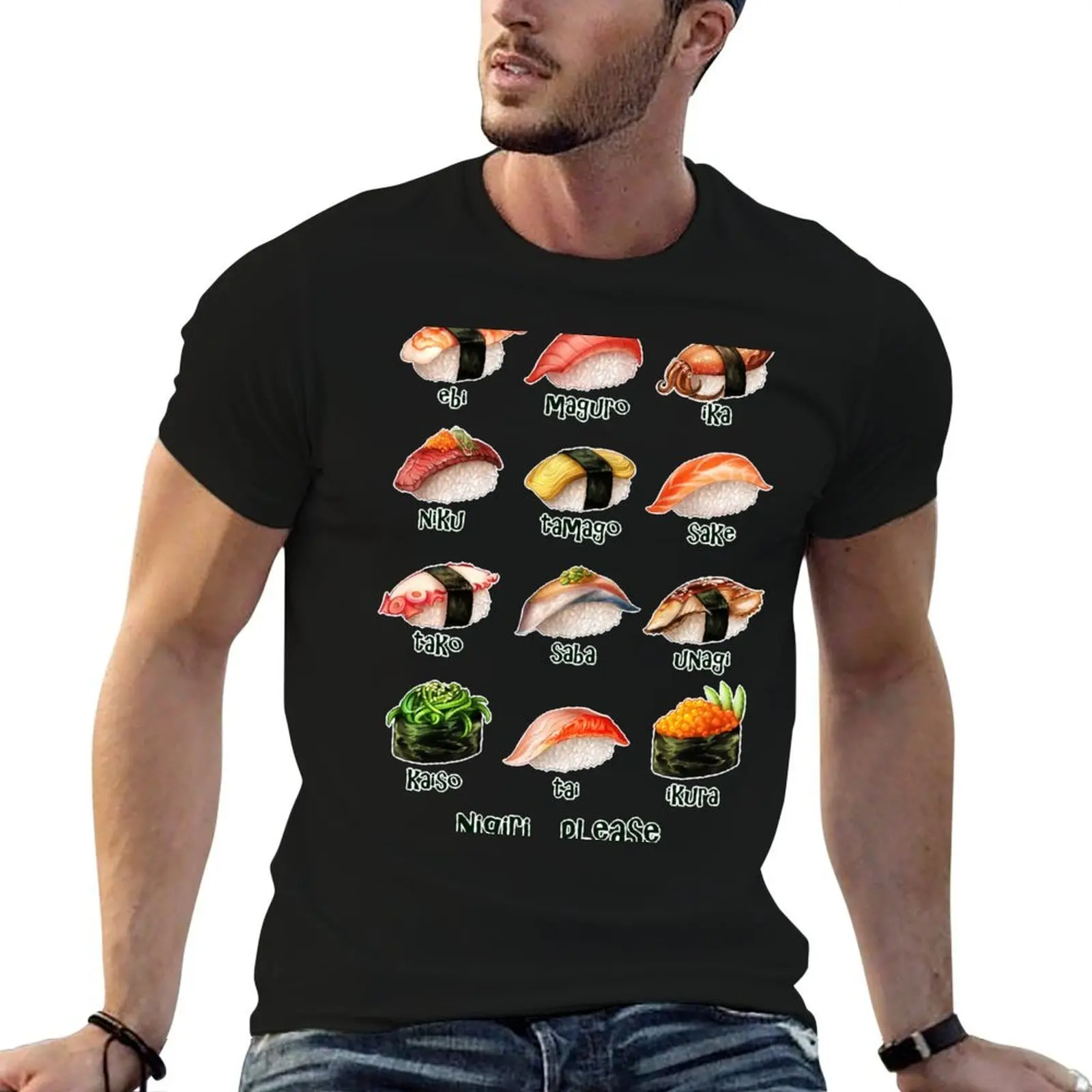 Nigiri, por favor: el menú de sushi que puedes llevar contigo Camiseta g man, camisetas para hombre, camiseta gráfica para hombre, camiseta de algodón 100%