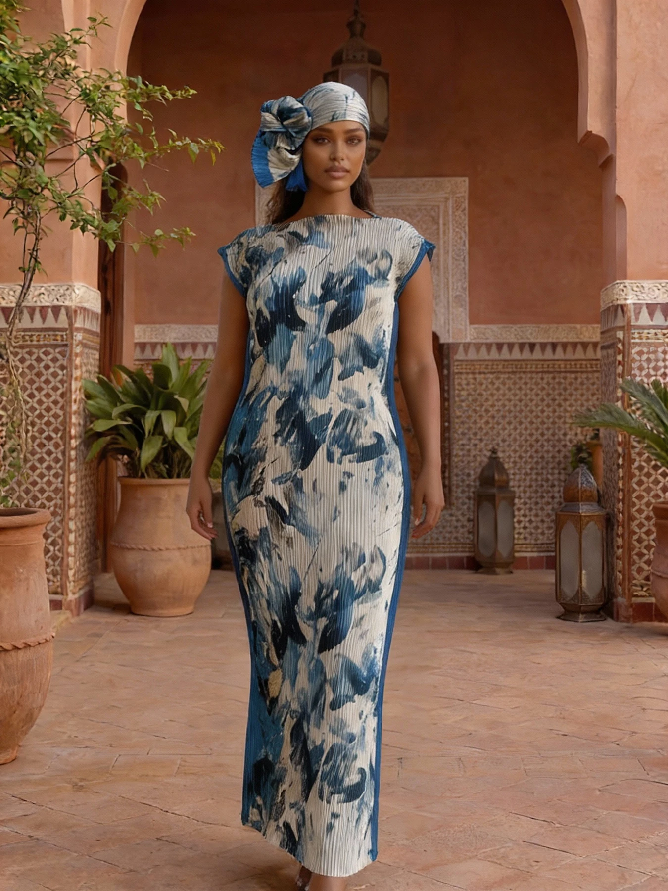 

Spring and Summer Fashion African Dresses For Women Elegant Printed Silk Muslim Lady Kaftan Dress Sun Protection Kuwait Abaya