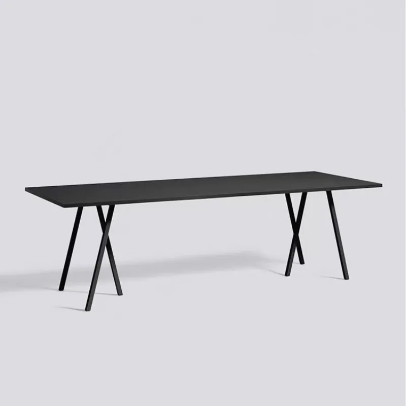 

Black, white, gray, multi-person conference table, rectangular solid wood, simple creative office, multi-function