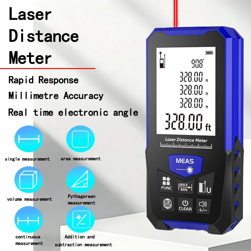 Laser-Entfernungs messer Maßband Werkzeug Entfernungs messer mit Winkel funktion zweifarbiger weicher Klebstoff Mess abstand 50/100 m – Detail 2
