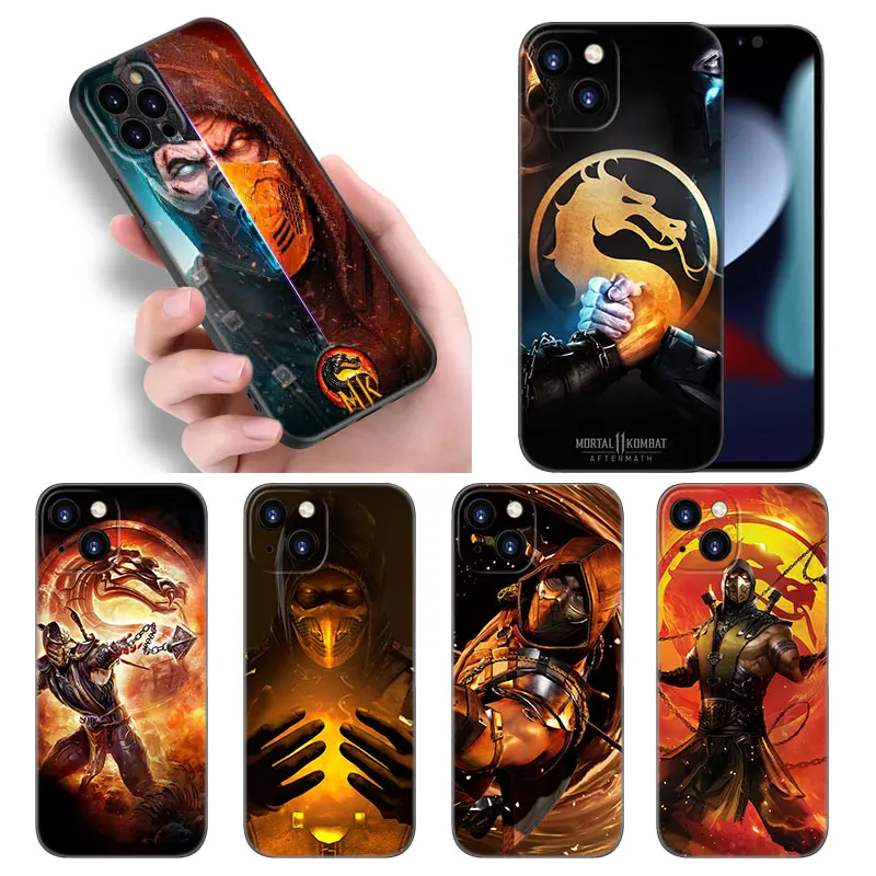 Mortal Kombat Phone Case For Apple iPhone 12 13 Mini 11 14 15 Pro Max 7 8 Plus X XR XS SE 2020 2022 Black Silicone Case