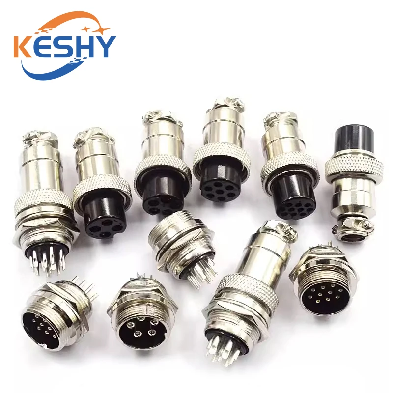 GX20 2/3/4/5/6/7/8/9/10/12/14/15 Pin 20mm Male + Female Circular Nut Type Wire Panel Aviation Connector Socket Plug