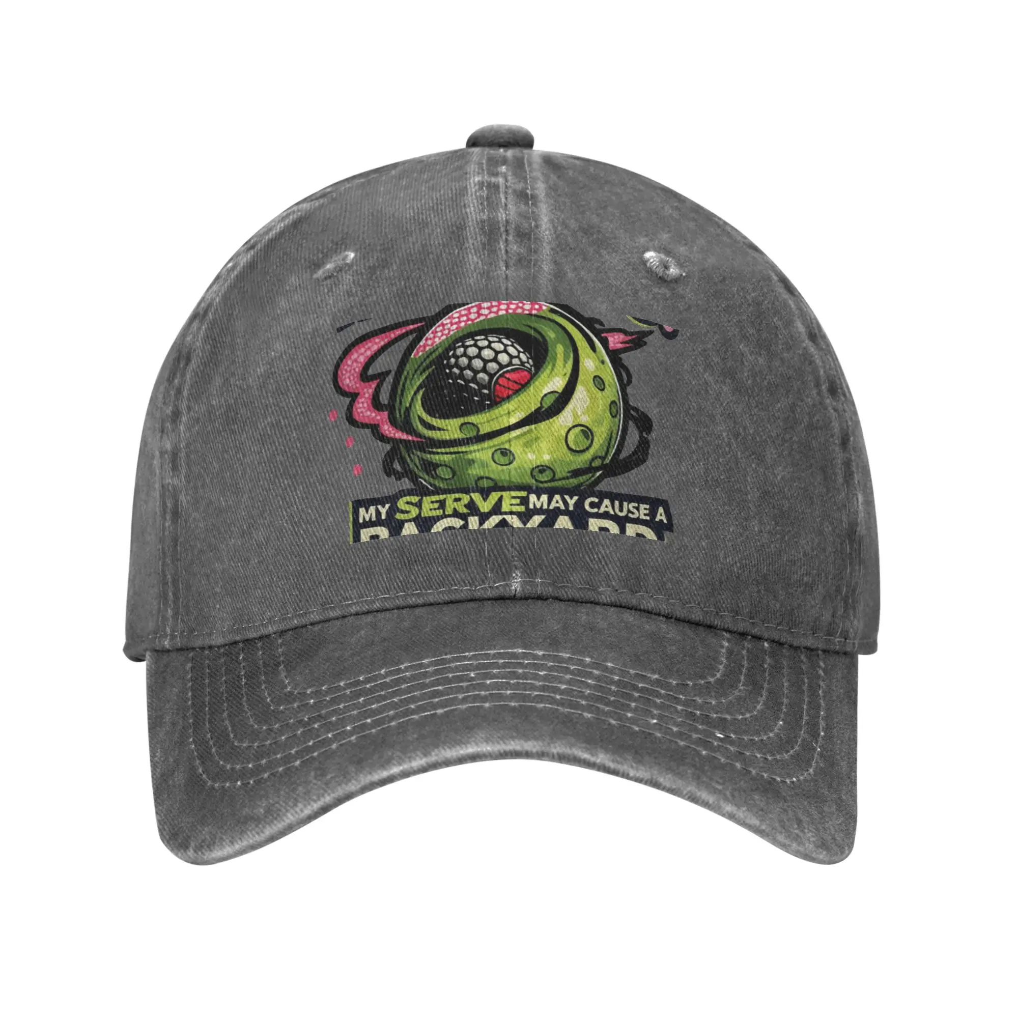 Fashion Warning My Serve May Cause a Backyard Tornado baseball cap  Soft-Top Denim Hat Mesh Cap