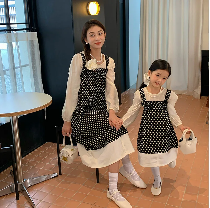 Mother And Daughter Dress Set Mommy And Me Outfits Matching Sets Parent Child Women Baby Girl Blouse Dresses Two Piece Clothing