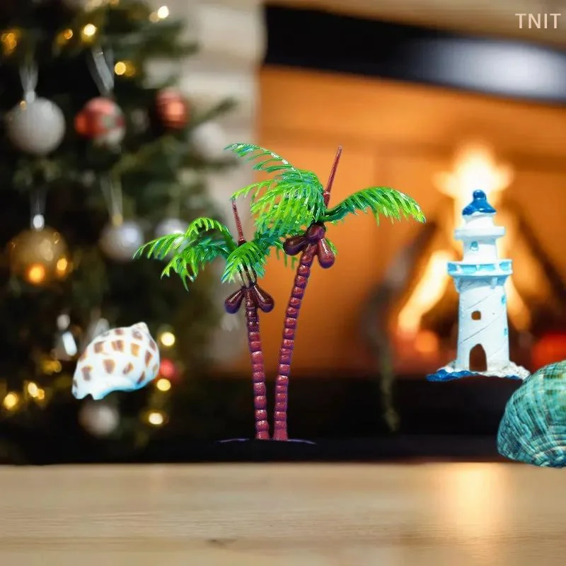 

[J] 5PCS DIY Park Rainforest Train Railroad Decor Dollhouse Simulation Coconut Palm Tree Model Building Landscape Miniature Tree