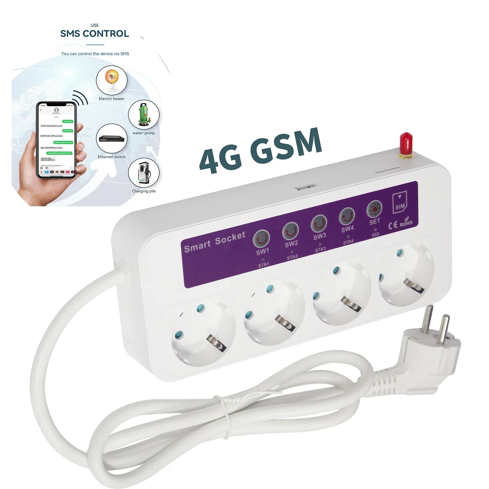 16A GSM SMS presa di corrente intelligente presa sensore di temperatura spina controller interruttore relè intelligente telecomando domotico