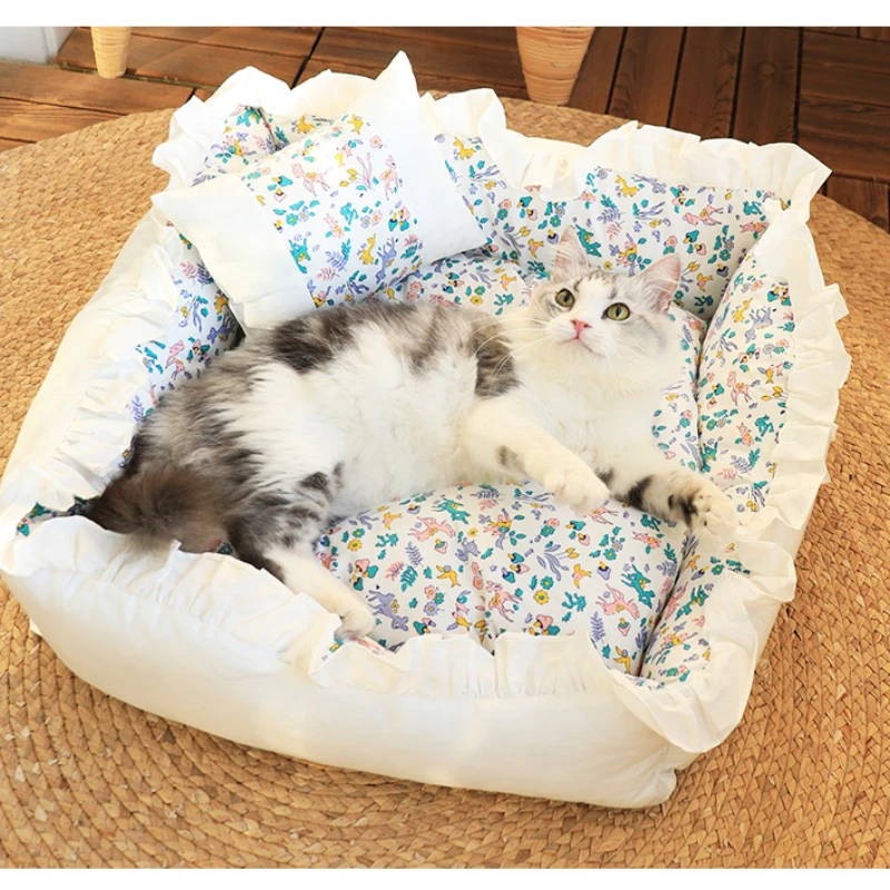 45x45cm Pet Four Seasons Universal Cat and Dog Nest Removable Washable Bite Resistant Very Soft Small Dog Pet Deep Sleep Cat Bed