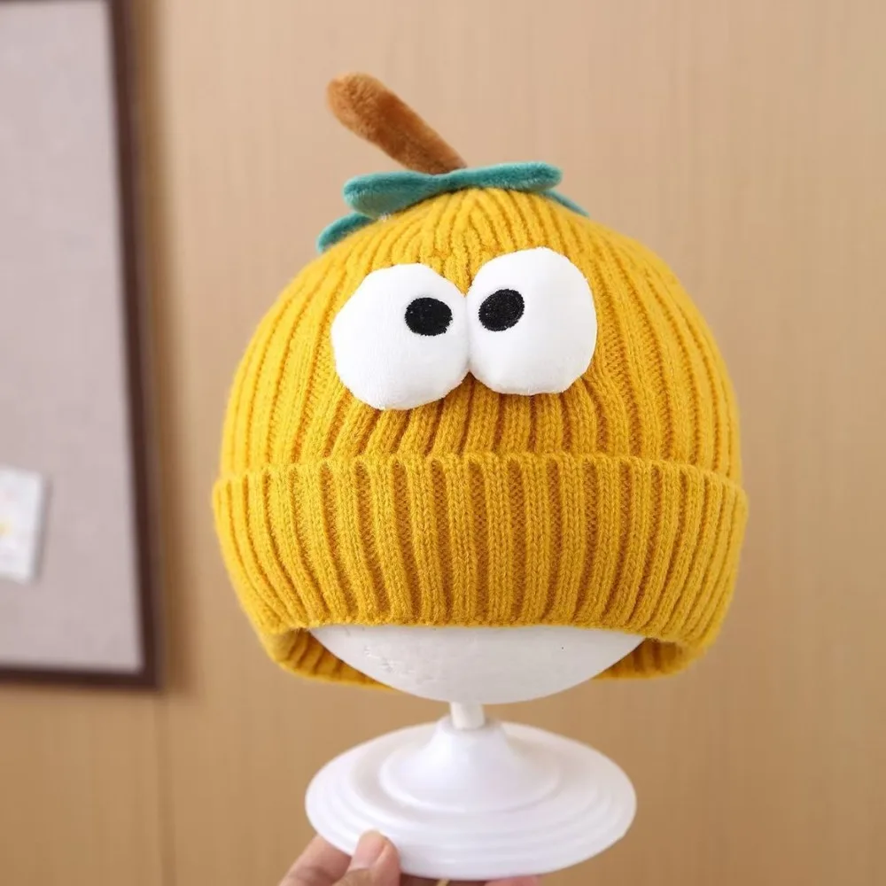 Cute Knitted Yarn Baby Hat Soft Fabric Big Eyes Design Baby Beanie Thick Warm Toddler Hat Winter Wear