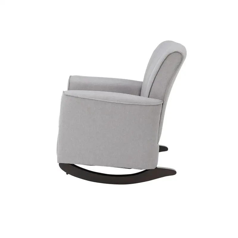 Light Grey Rocking Chair with Track Arms and Comfortable Cushioning for Relaxation and Style in Modern Living Spaces