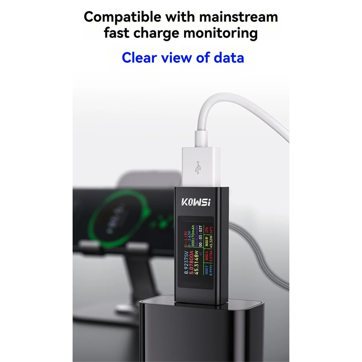 X61A_KOWSI USB-ampèremeter Multifunctionele digitale display DC-spanningsampèremeter