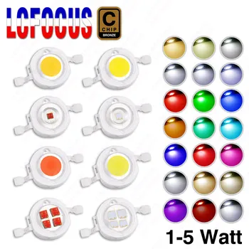 10 יחידות שבבי LED 1W 3W 5W אור חם, אור טבעי, אור לבן קריר, אור אדום, אור ירוק, אור כחול, אור צהוב, אגם כחול, ספקטרום מלא 660nm 440nm LED חרוזי COB