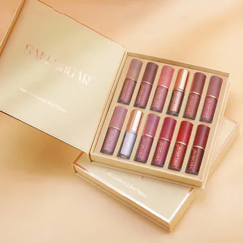 SAM SUGAR 12-Color Lip Gloss Lipstick Set Liquid Matte Velvet Women's Makeup Long-Lasting…