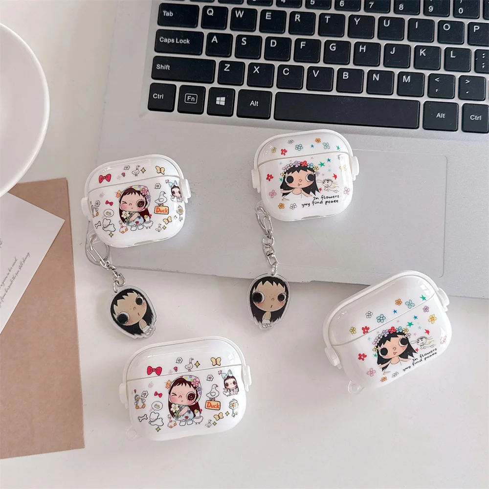 

Cute Little Flower Girl Silicone Earphone Case Shockproof Cover for Apple Airpods 2 3 4 Pro3 Pro2 4 Headphone Case With Charm