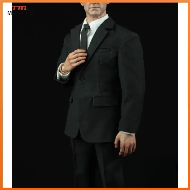 A004 1/6 Male Soldier Gentleman Business Black Suit Shirt Pants Shoes Clothes Set Model for 12