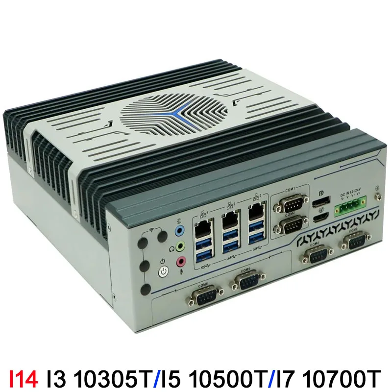 Partaker Industrial PC Intel I3 10350T I5 10500T I7 10700T 10th Gen TPM 2.0 Triple LAN 6 COM 12-24V Fanless DIN Rail Embedded Co