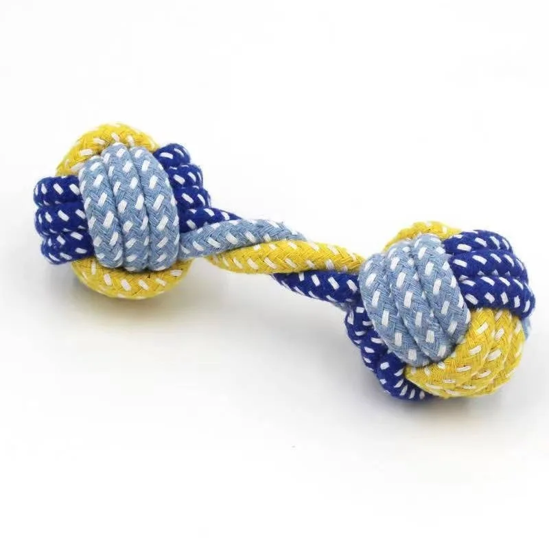 1PC Dog Rot Knot Ball Cotton Rope Dumbbell Puppy Cleaning Teeth Chew Toy Durable Braided Bite Resistant Pet Supplies