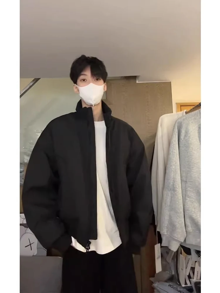 

American Sle Pilot Jaet Bomber Cotton Winter Bla ort Thiened Warm Cotton Coat Outerwear Loose Fit Youth Faion