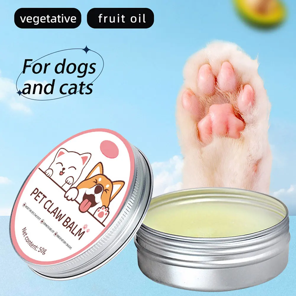 Paw Balm For Cats 50g Cat Dog Paw Protective Cream Pet Nose Protector Moisturizer Pet Crack Feet Repair Accessories For Cats