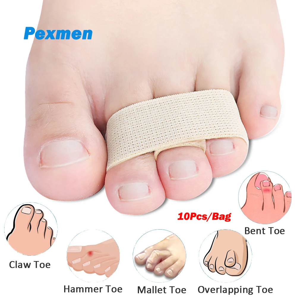 

Pexmen 10Pcs Hammer Toe Straightener Toes Wraps Splints for Correcting Crooked Toe & Overlapping Toes Protector Separator