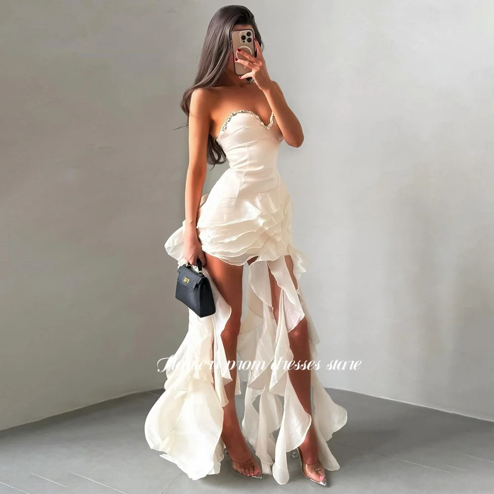 

Flowers Mini Evening Dress Beading Sweetheart Cocktail Dresses Ruffled Sexy Prom Dresses Layered for Women Customized