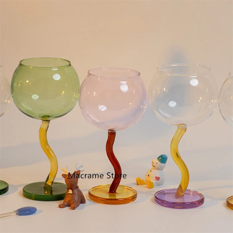 Creative Niche Design Bubble Big Belly Cup Korean Ins Colorful Tall Glass Round Household Wine Cocktail Cup