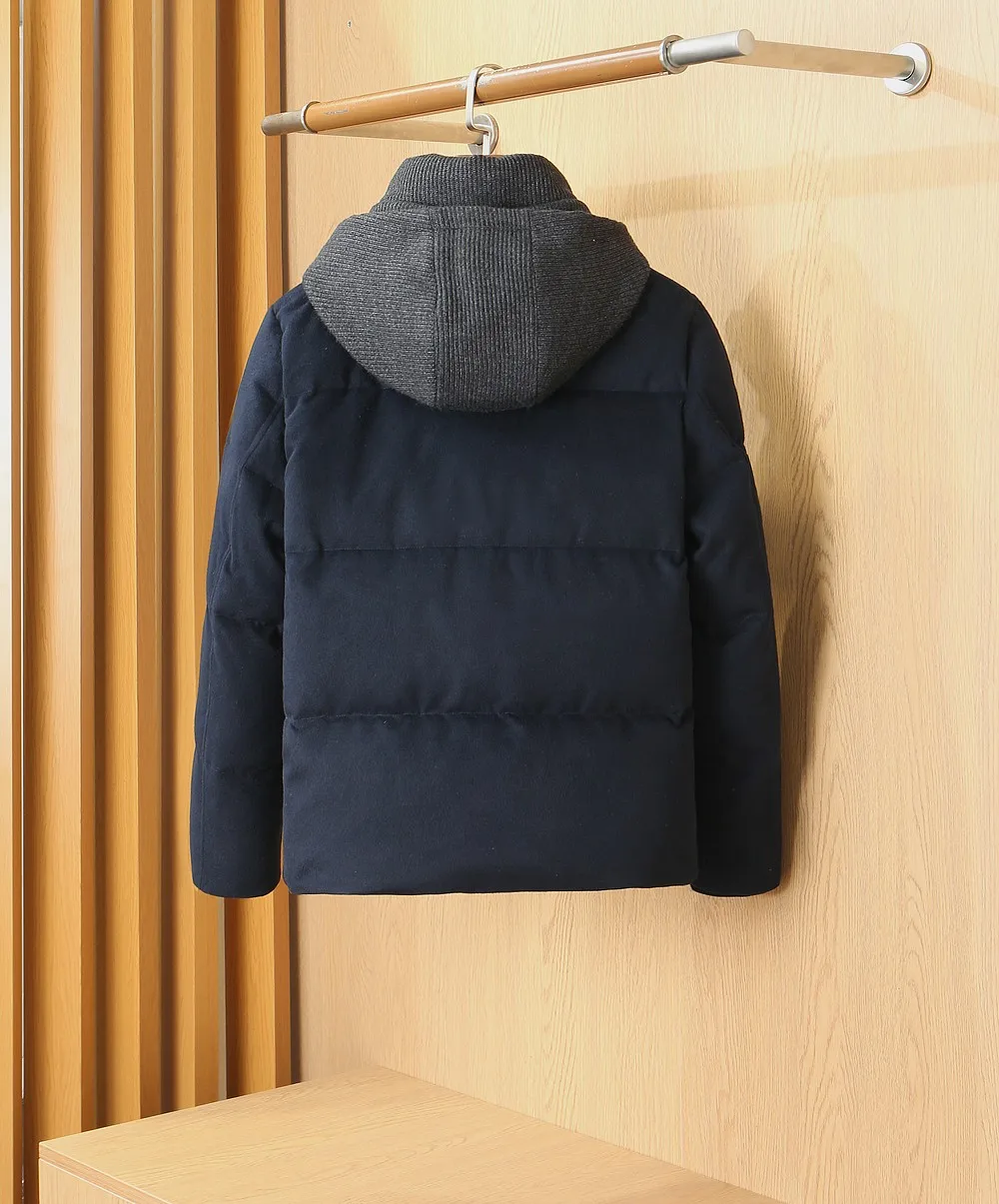 SIJITONGDA 2026 men's autumn and winter wool hooded down jacket, warm, snow proof, and cold proof down jacket, jacket, and outer