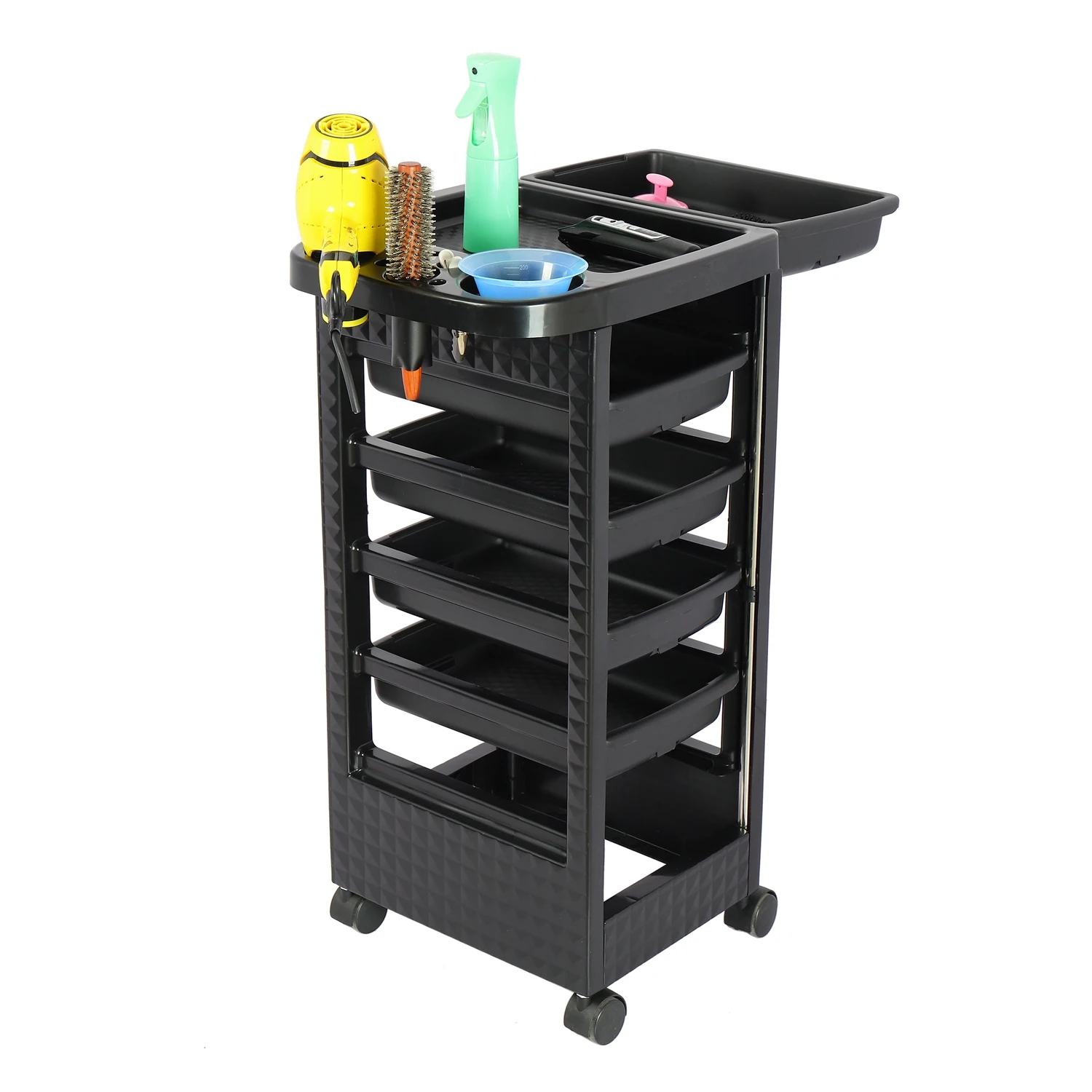 

Hair Styling Salon Trolley Cart with Wheels and 4 Drawers Salon Rolling Cart for Hair Stylist, Hairdresser, Beauty, Tattoopromot