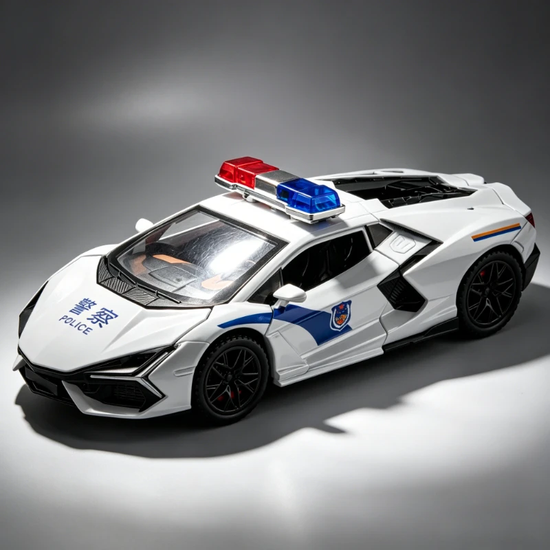 

1:32 Scale Rambo Alloy Police Car Model Pull Back Sound and Light Children's Educational Toys Personalized Decorative Ornament