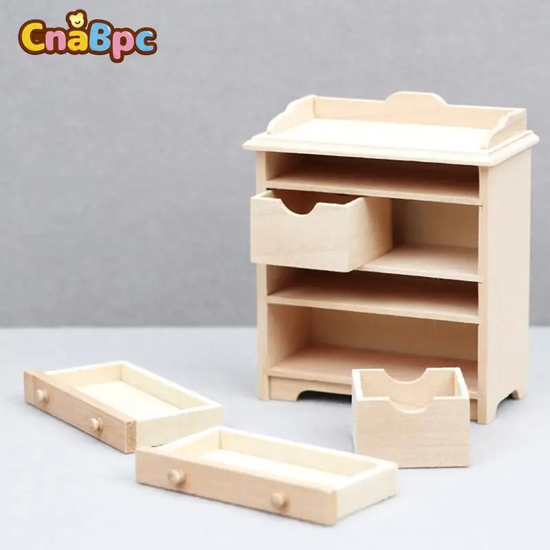 1:12 Dollhouse Miniature Wooden Cabinet Storage Rack Shelf Lockers Mini Furniture Model DIY Doll House Decor Toy Accessories